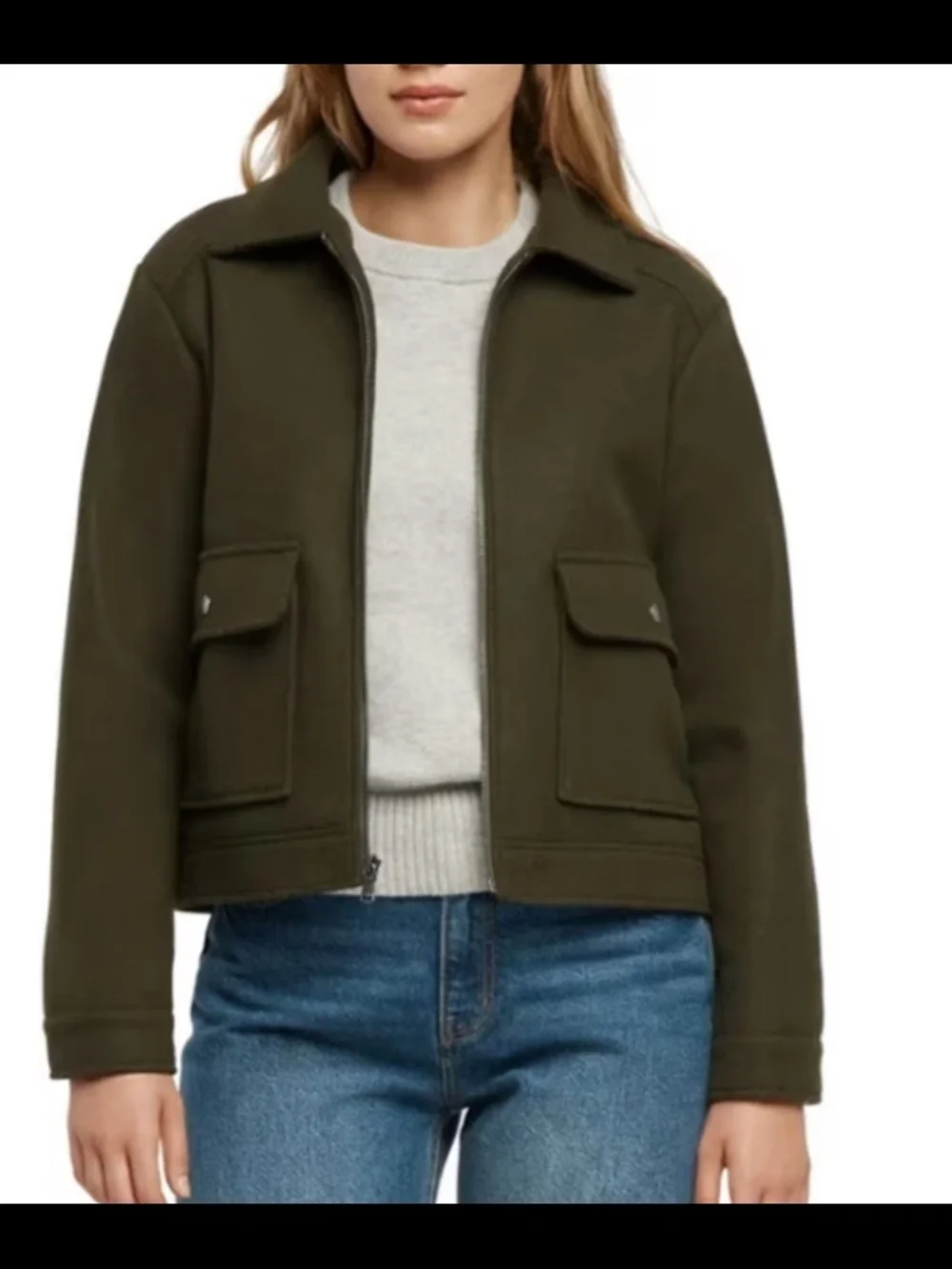 Banana Republic Olive Zip-Front Field Jacket